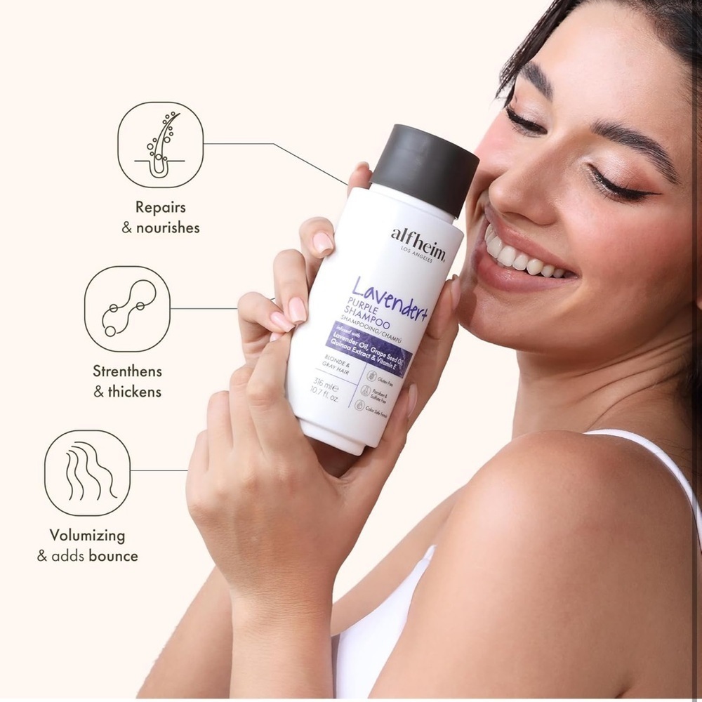 Lavender PURPLE Shampoo Removes Yellow and Brassy Tone, Deeply Moisturiz…​​​​ - Picture 4 of 6